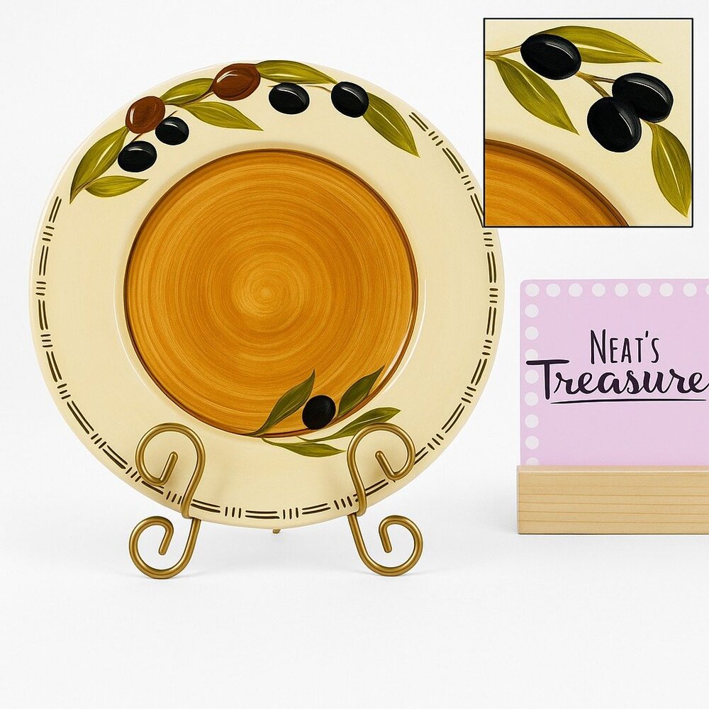 Clay Art OLIVIA ITALIANA Embossed Hand Painted StoneLite  Individaul Pasta Bowl